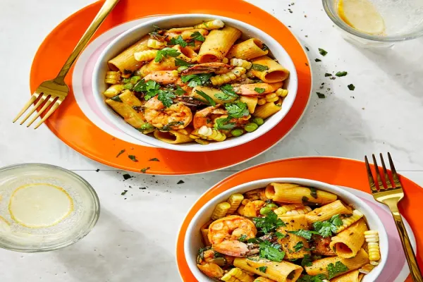 Smoky Shrimp Corn & Pea One Pot Pasta