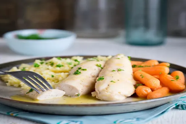 Honey Mustard Chicken Tenders with Couscous & Carrots