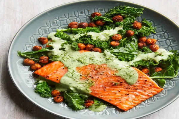 Roasted Salmon with Smoky Chickpeas & Green