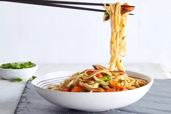 Vegetarian Lo Mein with Shiitakes Carrots & Bean Sprouts