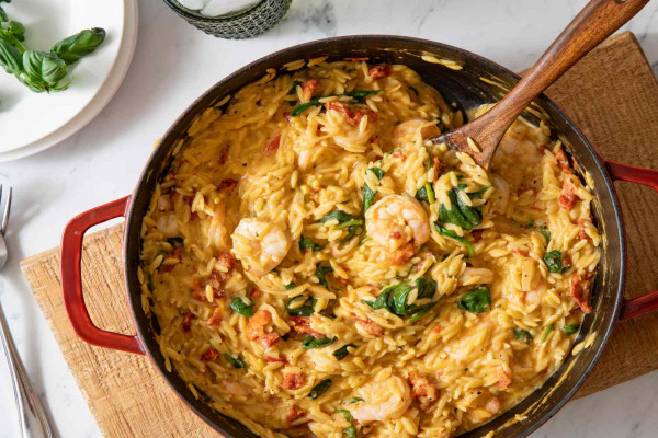 Tuscan Shrimp and Orzo