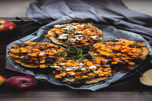 Acorn Squash with Sweet Spicy Sausage