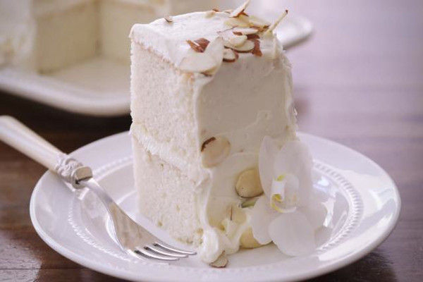 White Almond Wedding Cake