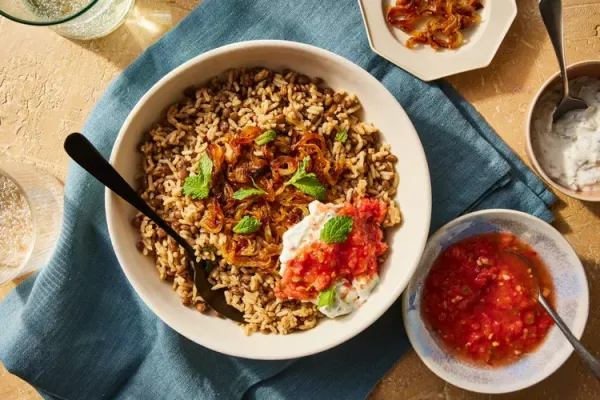 Mujadara Lentils and Rice with Caramelized Onions