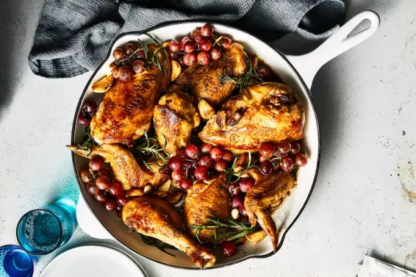 Roasted Chicken with Grapes Garlic and Rosemary